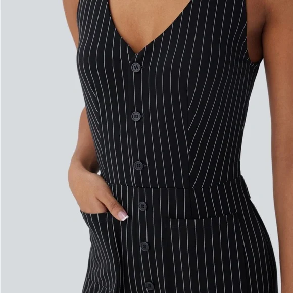 HALARA Black Pinstripe Jumpsuit - Picture 4 of 7